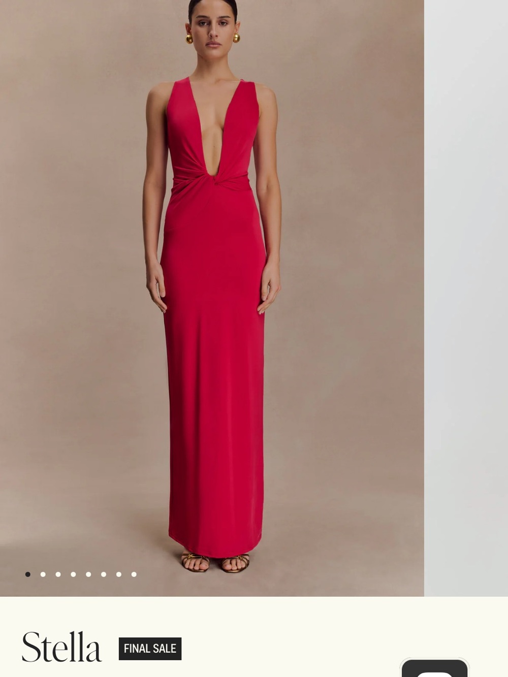 NWT MESHKI Stella Plunging V-Neck Maxi Dress in Fuchsia Red XXS